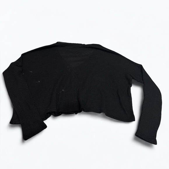 Urban Outfitters Women’s Button Long Sleeve Waffle Knit Sweater Black Small - Picture 5 of 7